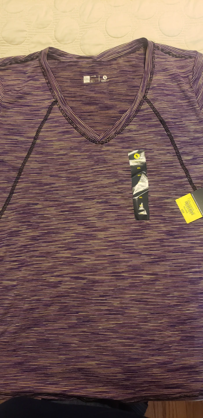 Xersion XXL Purple Striped Semi-Fit T-Shirt - New!