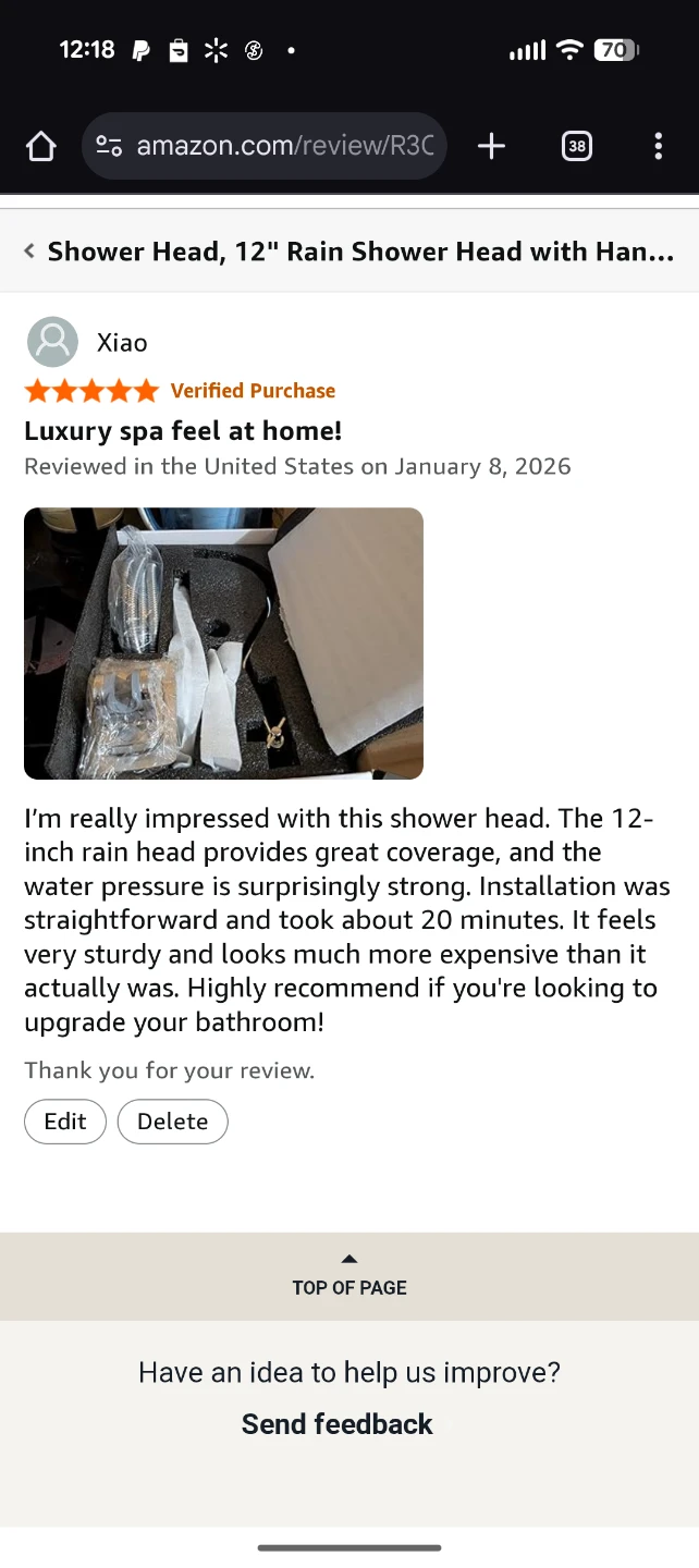 12" Rain Shower Head with Handheld