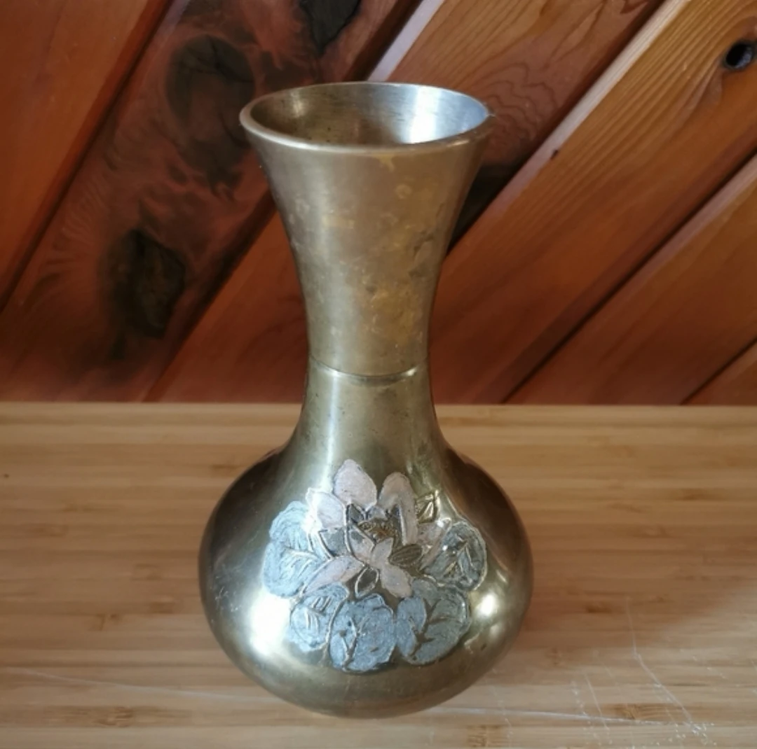Vintage Brass Floral Vase