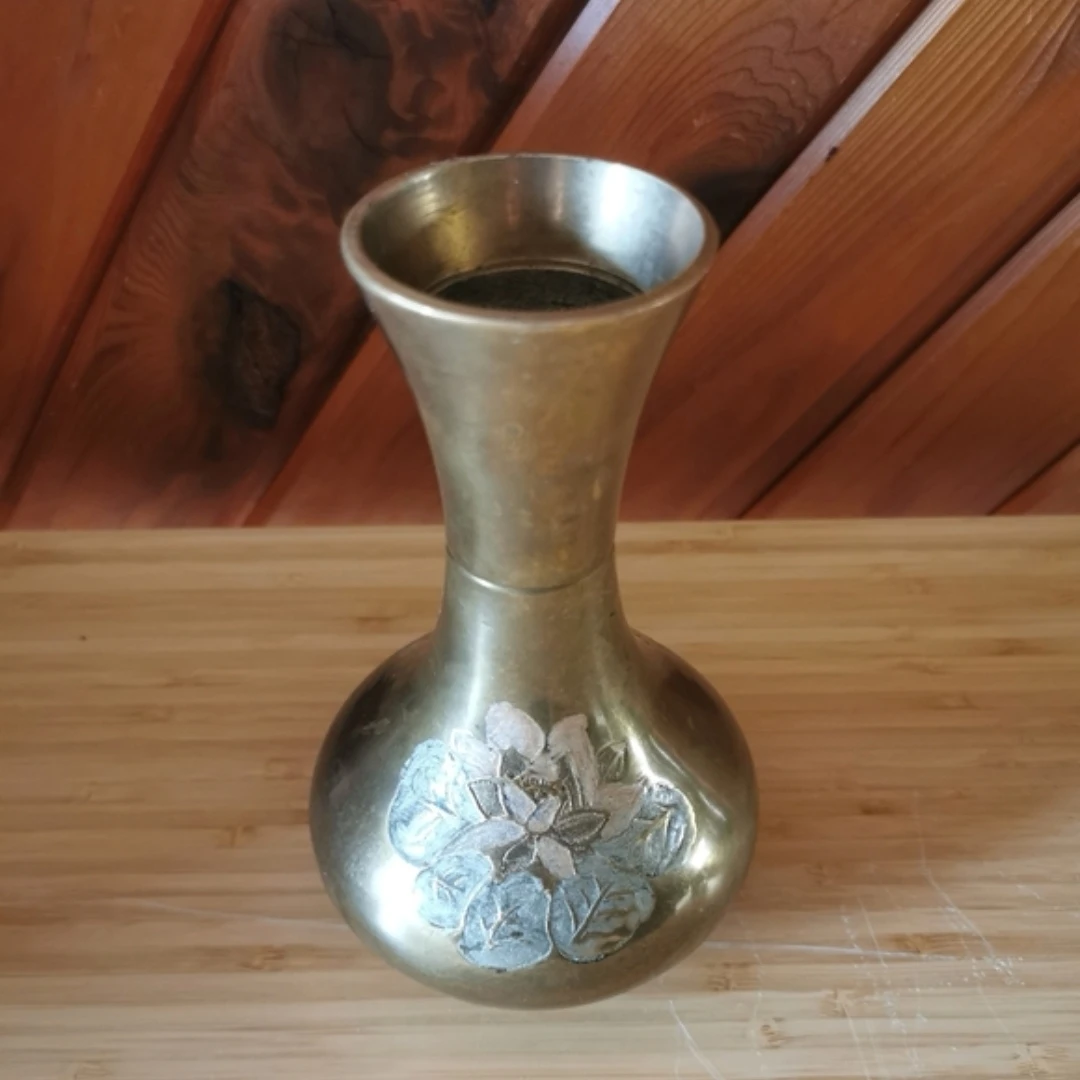 Vintage Brass Floral Vase - photo 2
