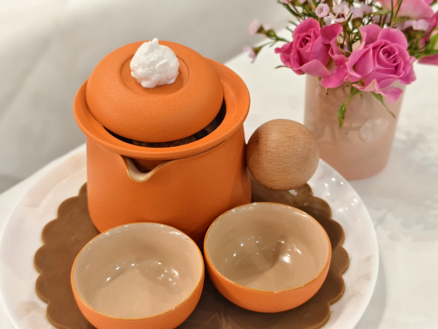 Orange Tea Set with Two Cups - photo 3