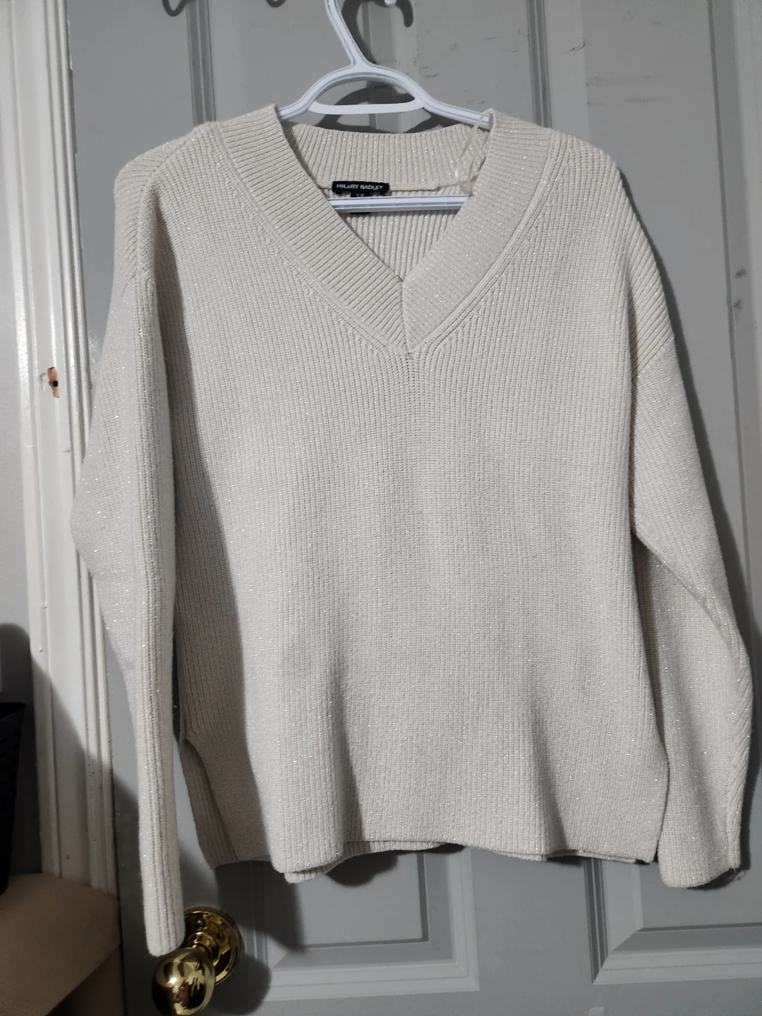 Hilary Radley Cream V-Neck Sweater