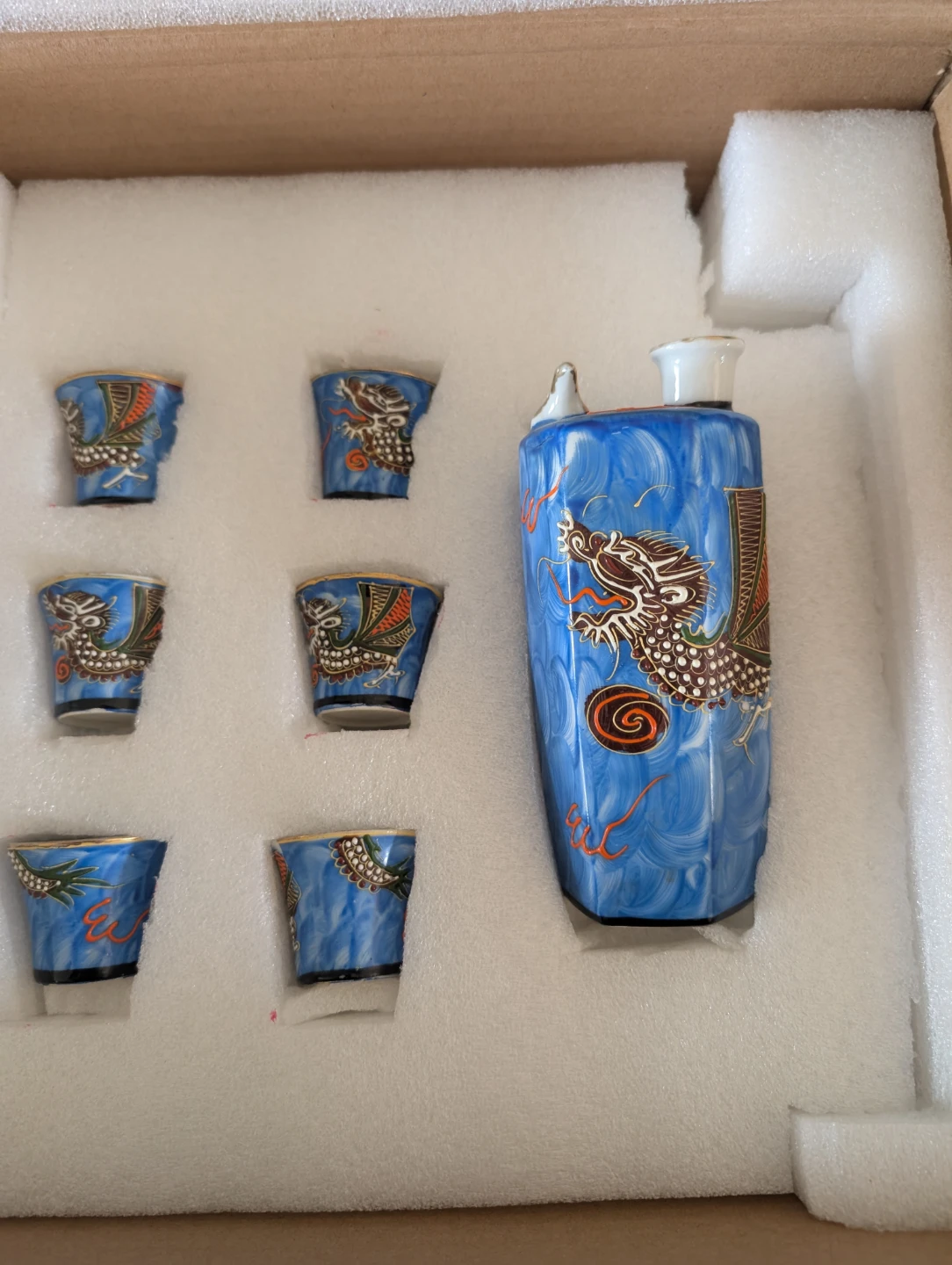 Japanese samurai Saki Set with decanter and 6 Cups - photo 3
