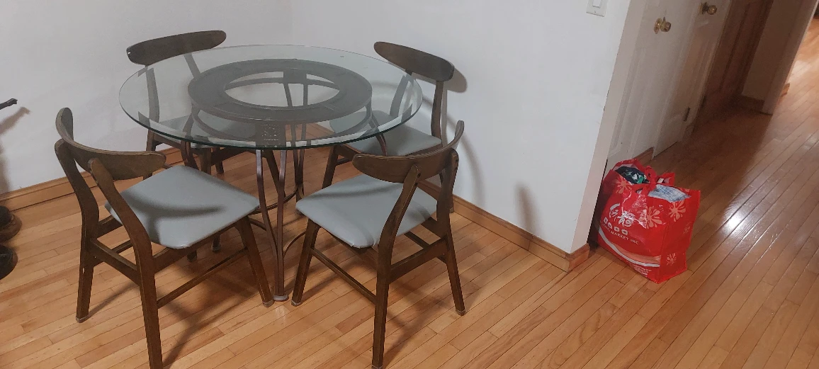 Glass Top Dining Table with 4 Chairs
