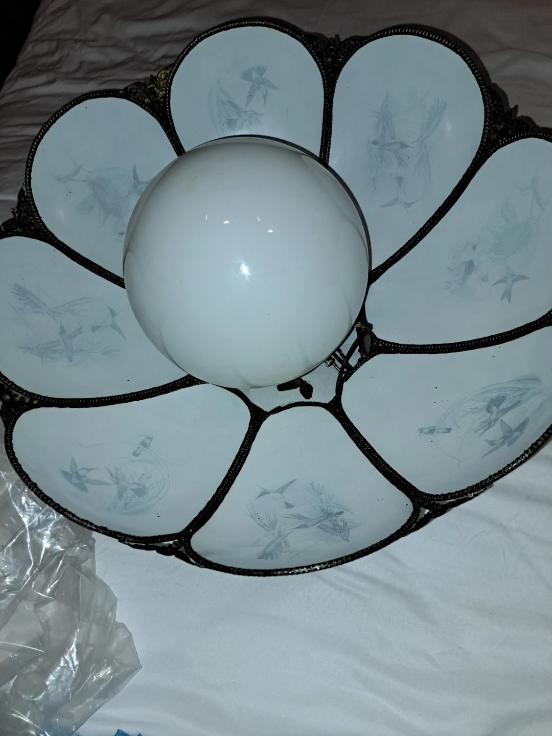 Vintage Floral Hummingbird ceiling fixture - photo 4