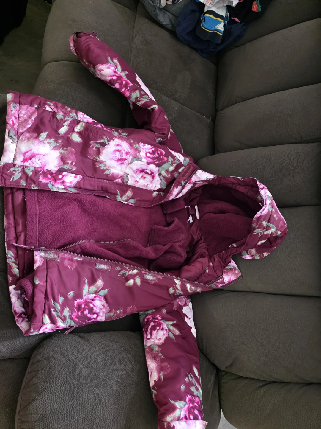 The Children's Place Floral Winter Jacket - Size M (7/8)