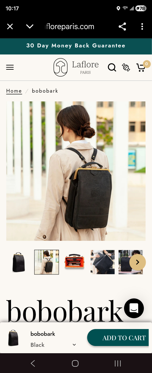 Laflore Paris bobobark Black convirtable Backpack (Org $299)