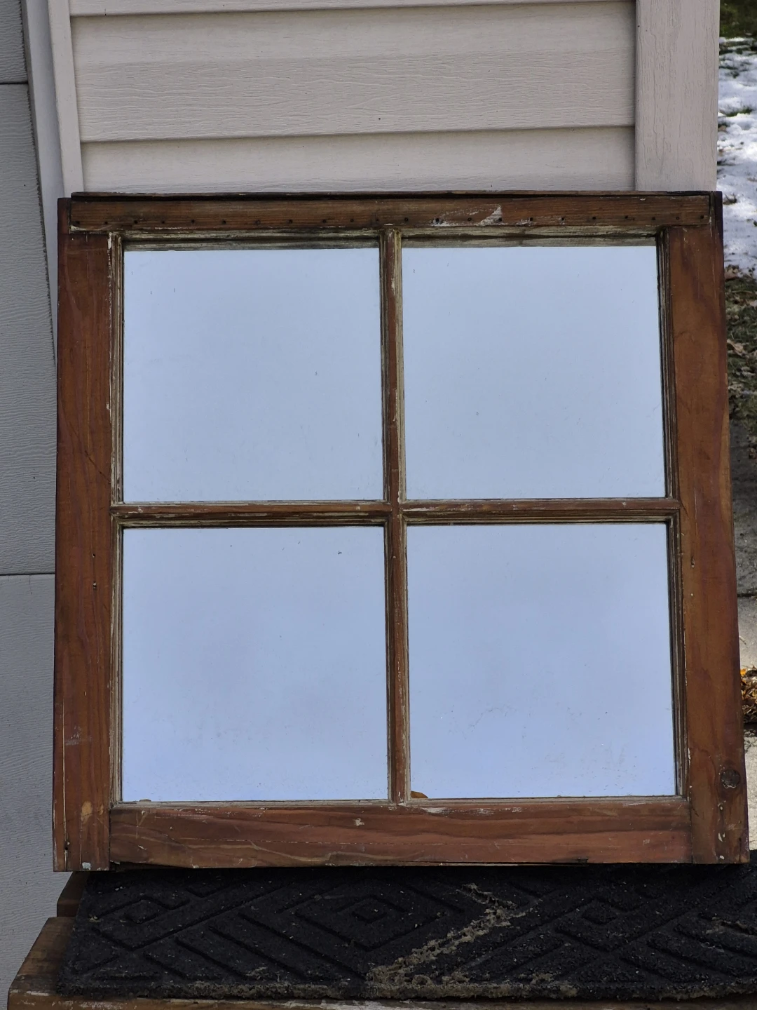Vintage Window Frame - Rustic Decor with mirrored glass