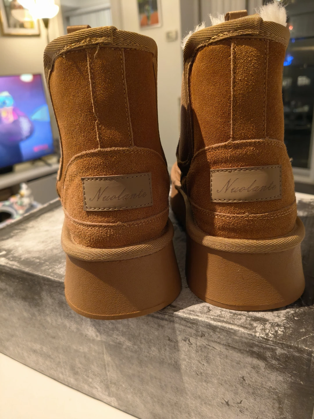 Nuvollante Suede Shearling Platform Ankle Boots - photo 3