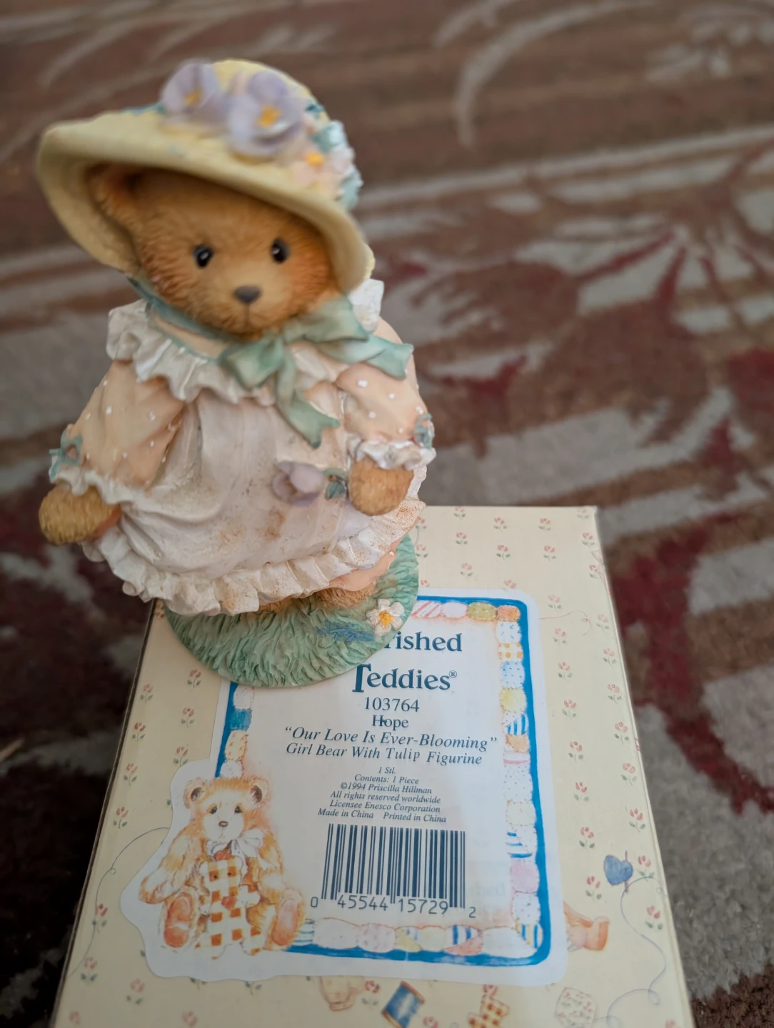 Enesco "Our Love Is Ever-Blooming" Girl Bear With Tulip Figurine