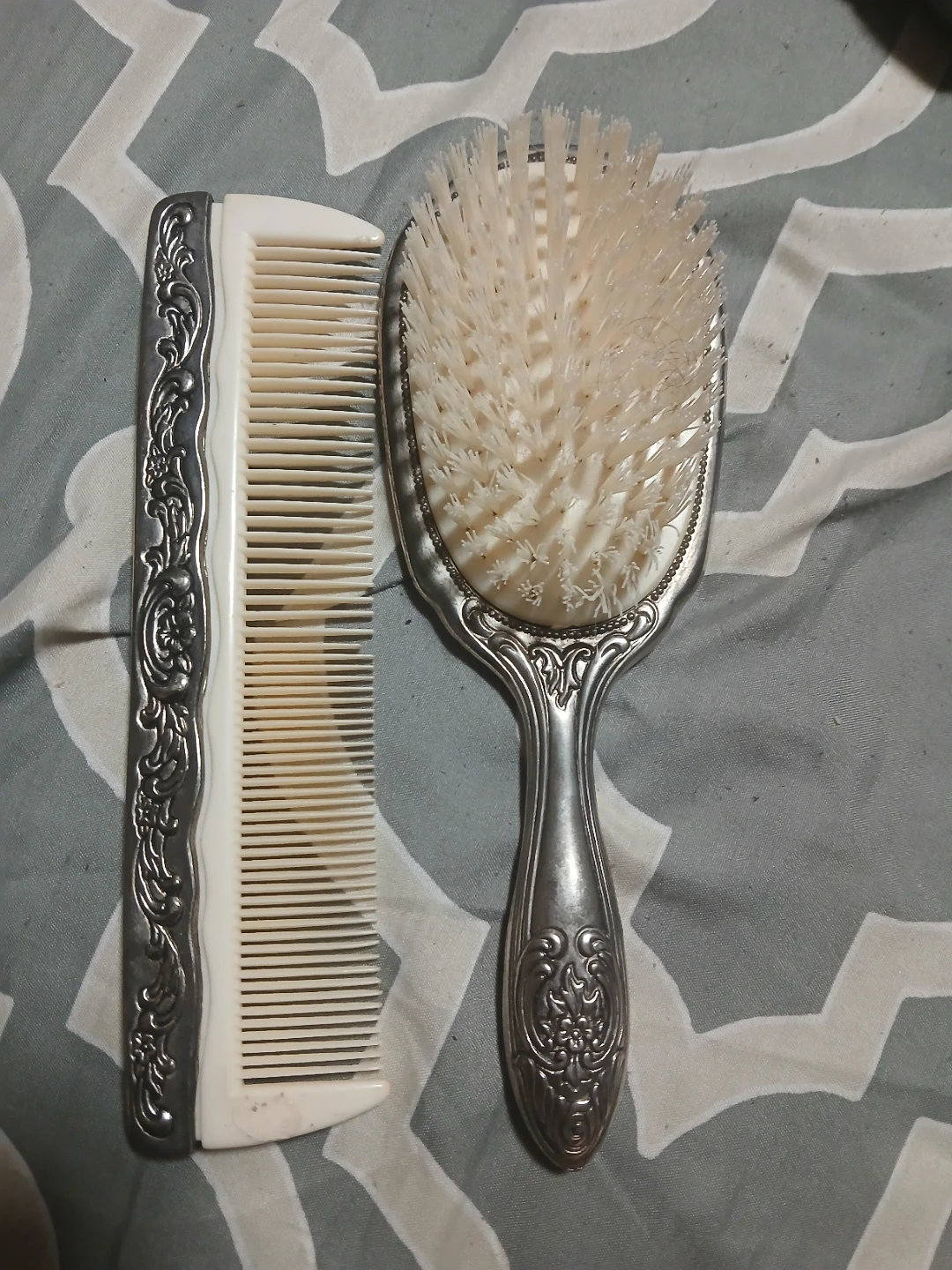 Vintage Silver Plated Brush and Comb Set