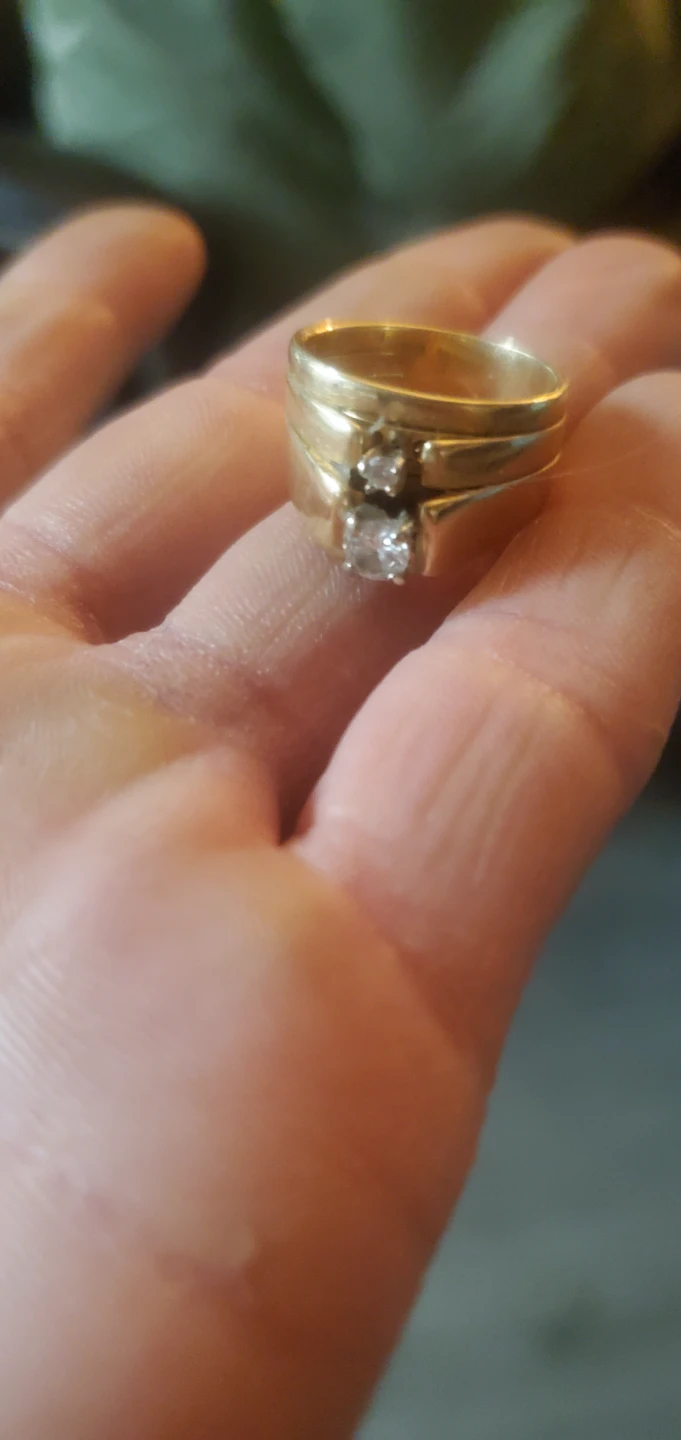 Gold Ring with Two Diamonds