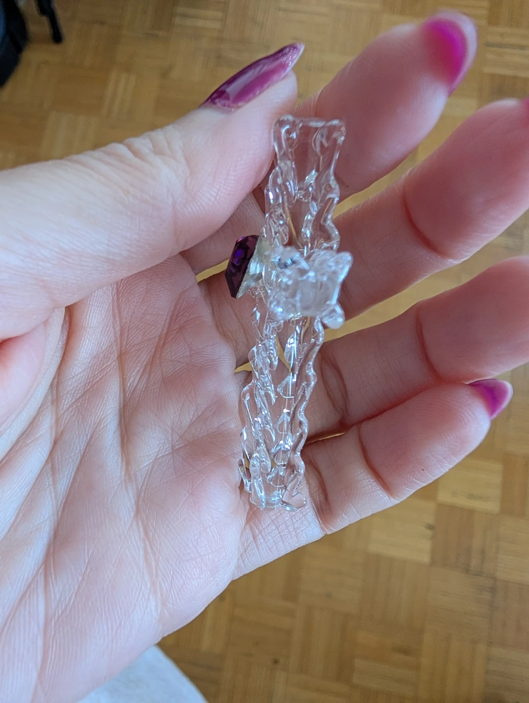 Clear Acrylic Cross with Purple Heart Gem - photo 2