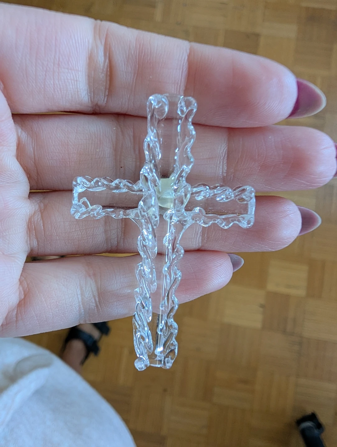 Clear Acrylic Cross with Purple Heart Gem - photo 3