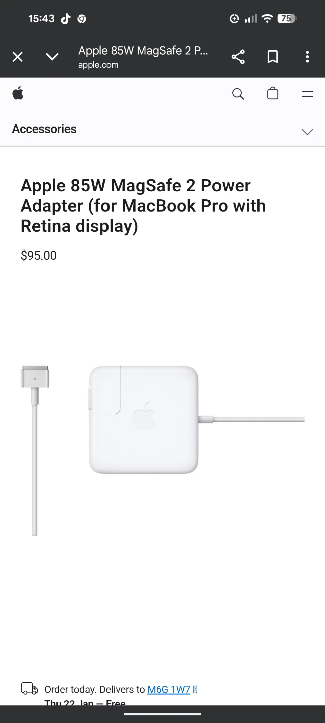 Apple 85W MagSafe 2 Power Adapter (T-Tip) - photo 4