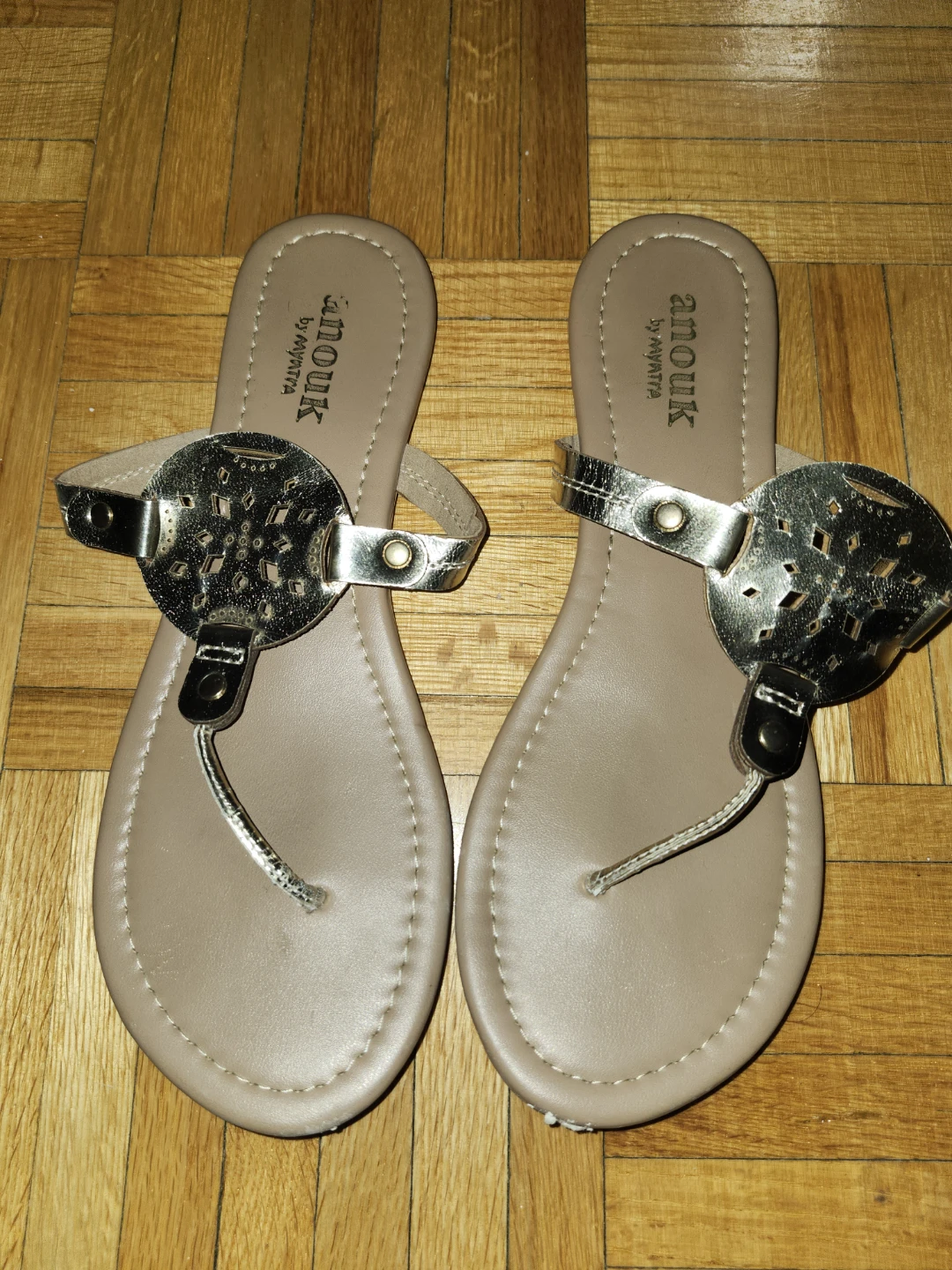 Anouk by Payless Gold Embellished Thong Sandals Size 38