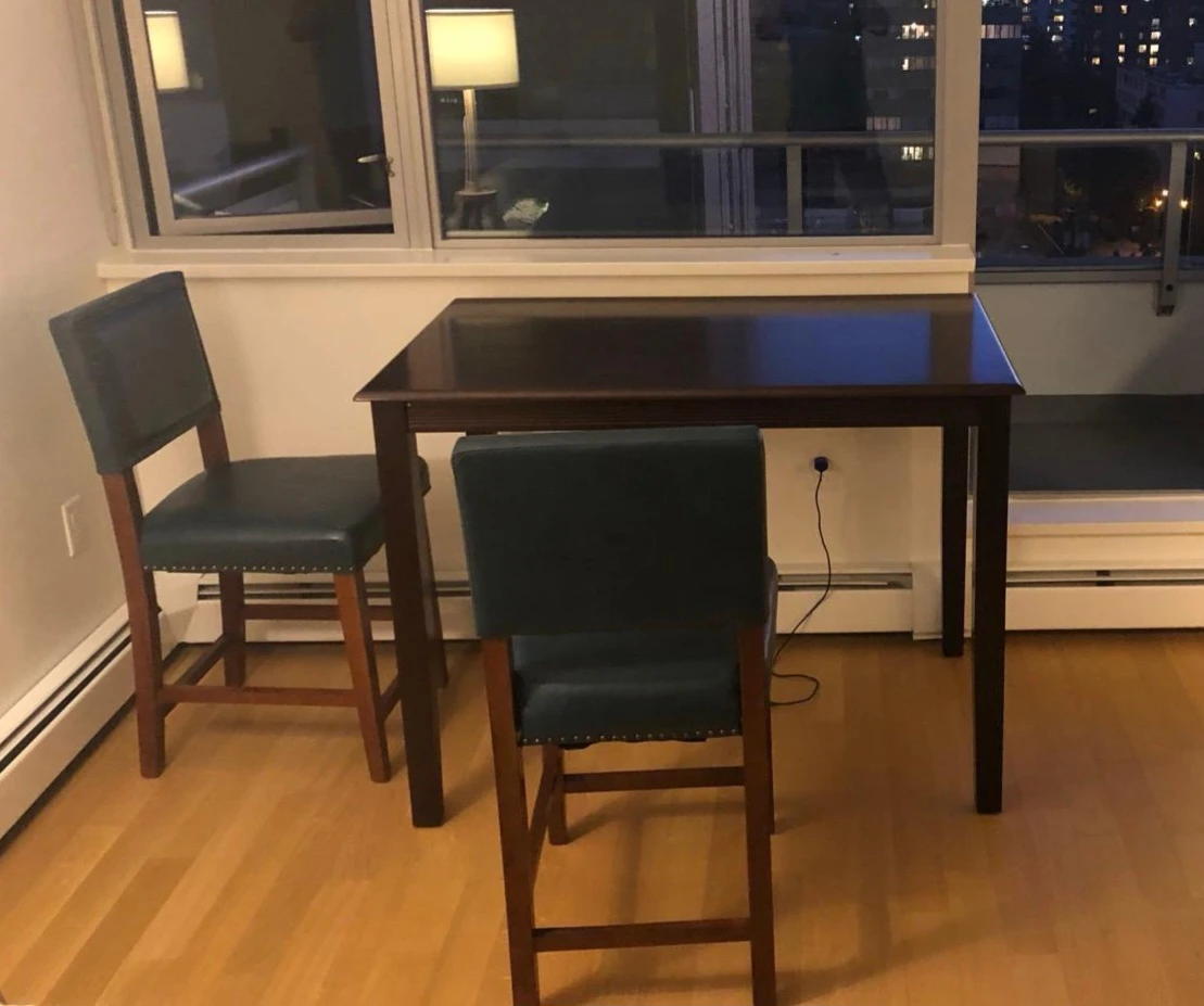 Dark Brown Pub Dining Table with 2 tall Chairs - photo 4