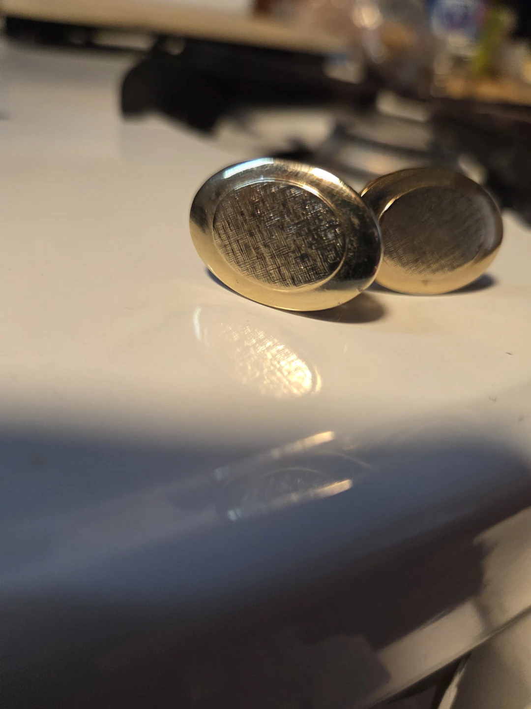 Gold Oval Textured Cufflinks - photo 3