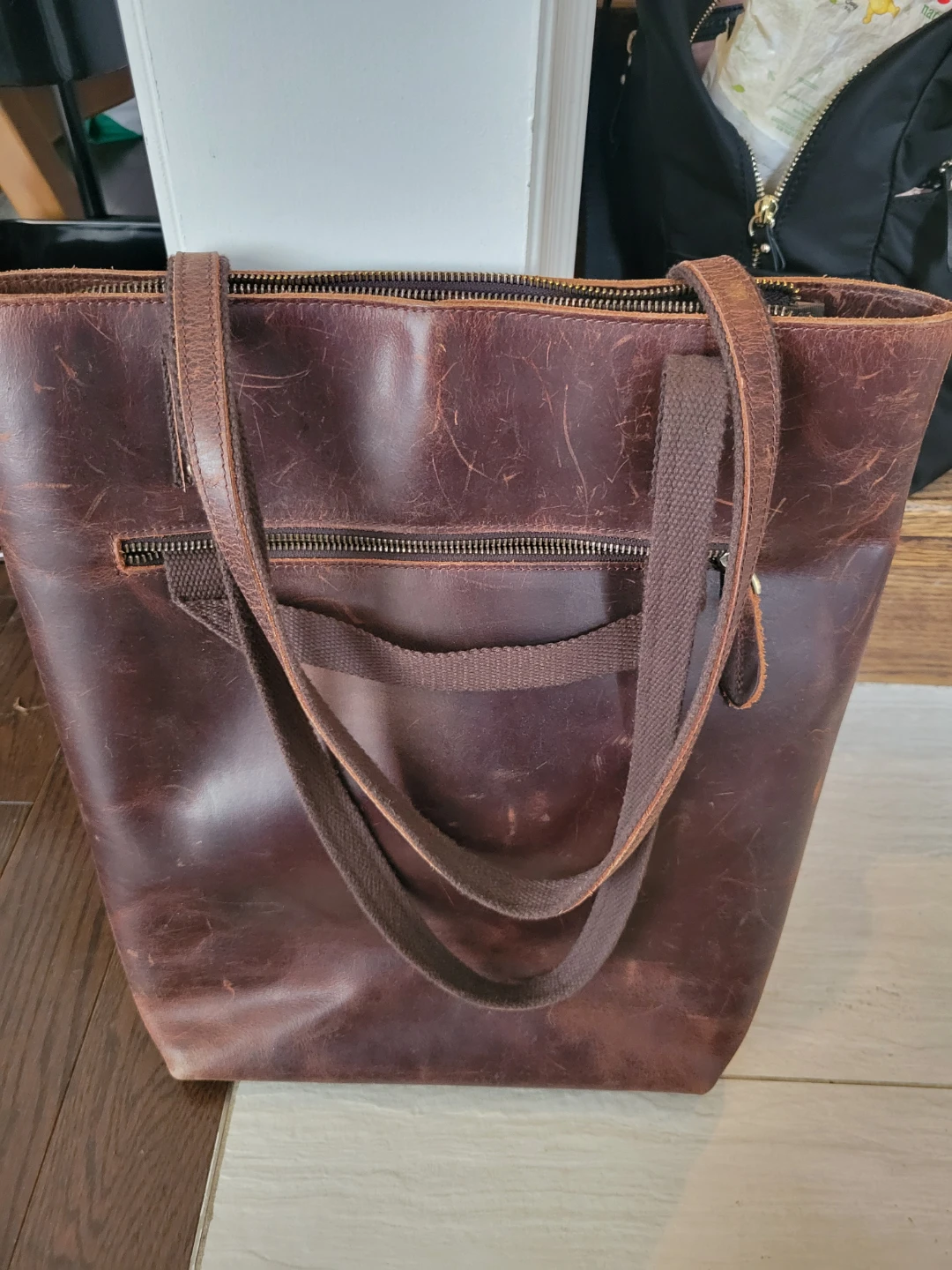 Brown Leather laptop Tote Bag - photo 2