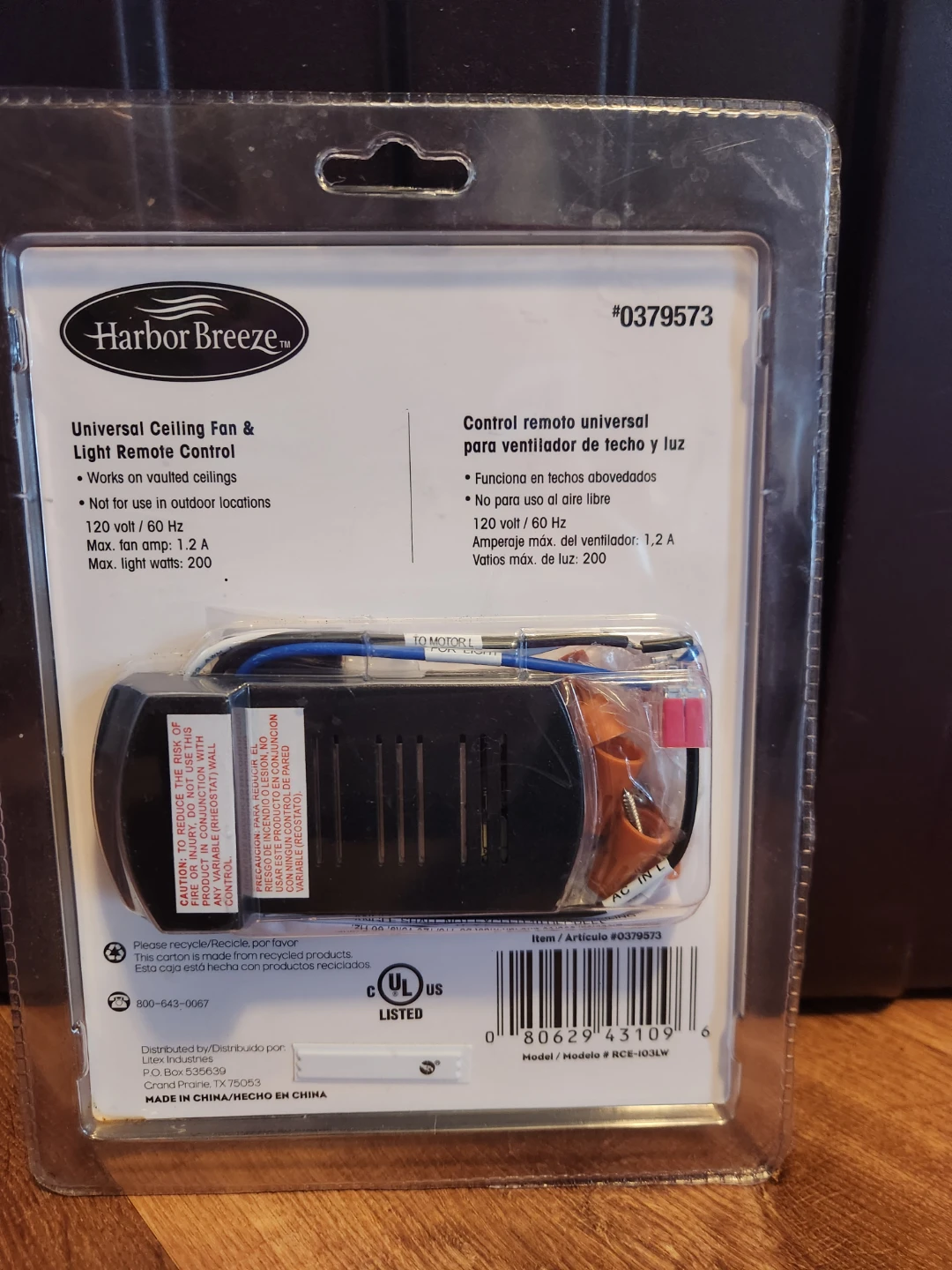 Harbor Breeze Ceiling Fan & Light Remote Control - photo 2