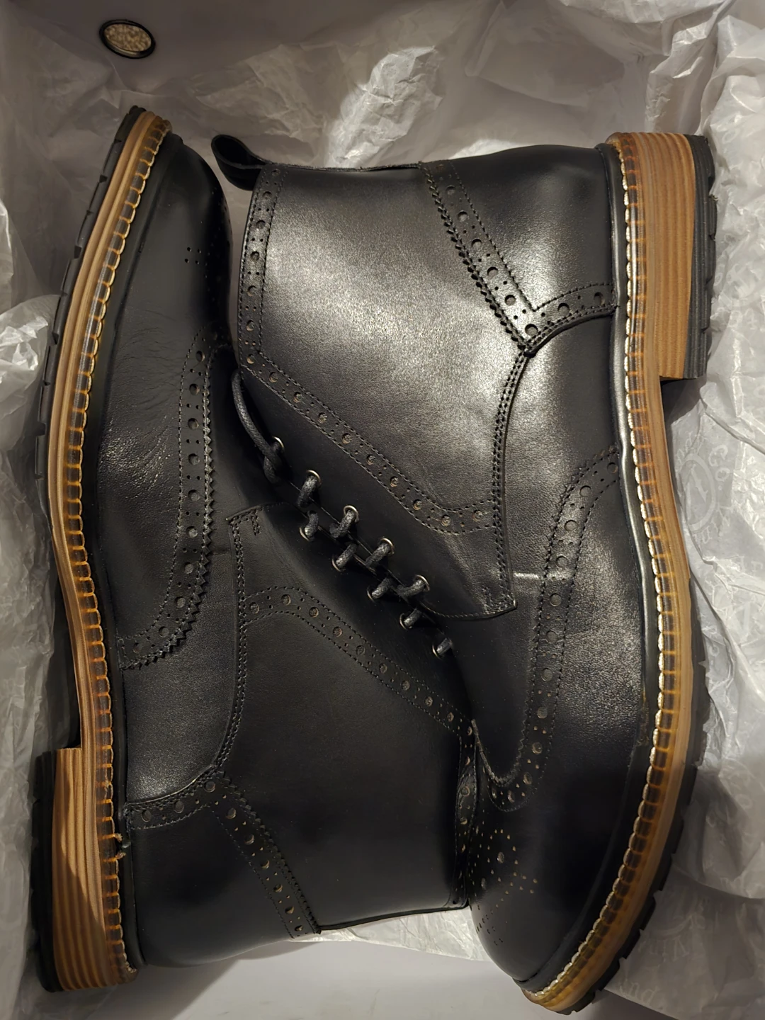 Vintage Foundry Co. Black Leather Wingtip Boots Size 12 - photo 3