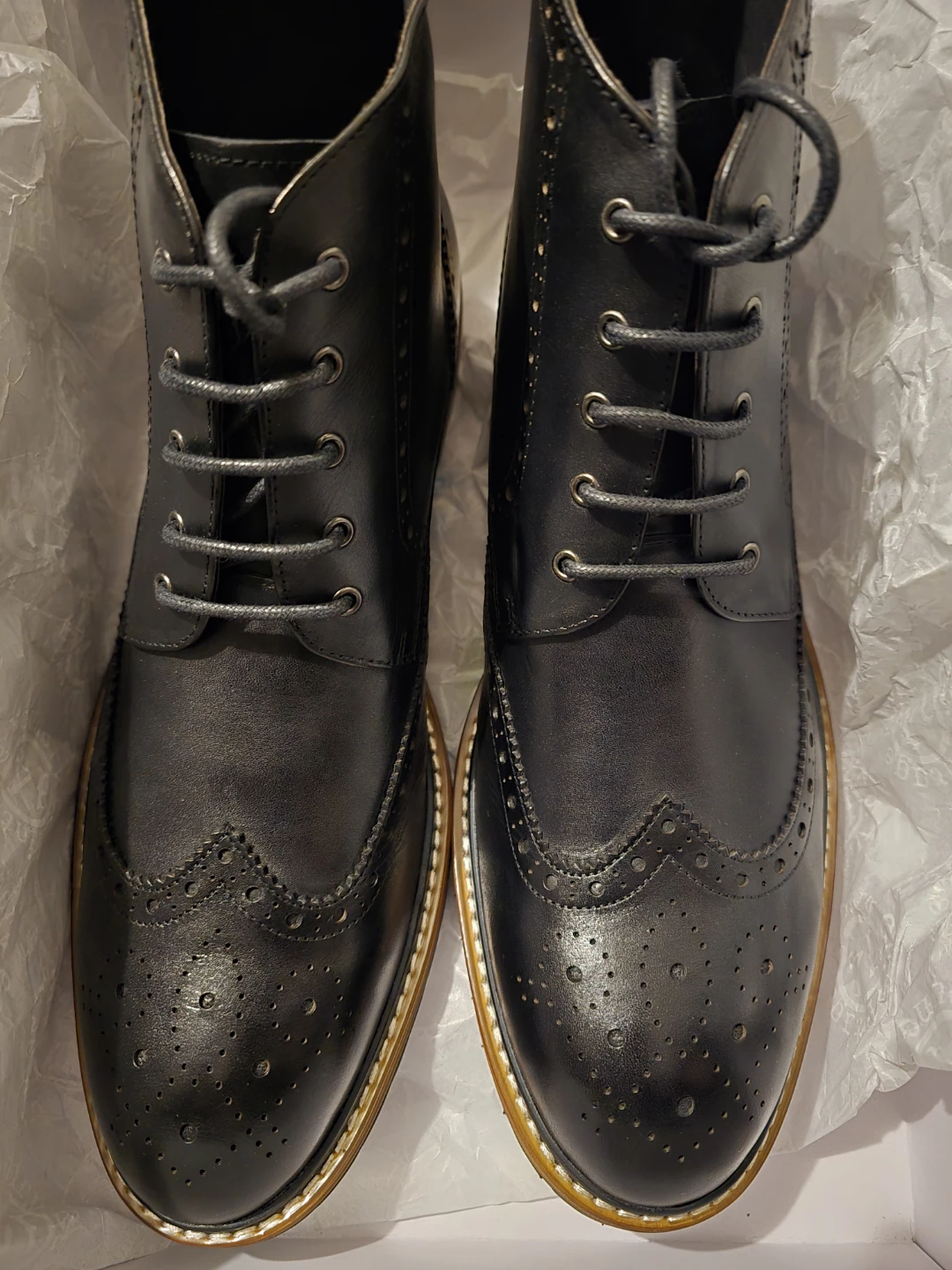 Vintage Foundry Co. Black Leather Wingtip Boots Size 12 - photo 4