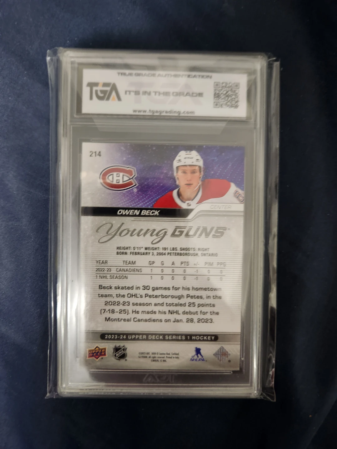 Owen Beck Upper Deck Young Guns Hockey Card - photo 2