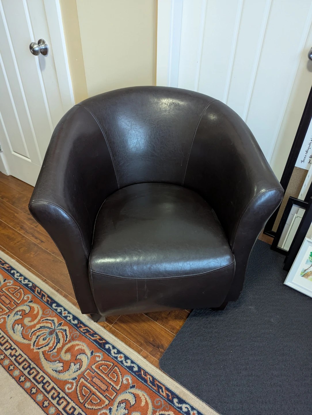 Dark Brown Faux Leather Accent Chair