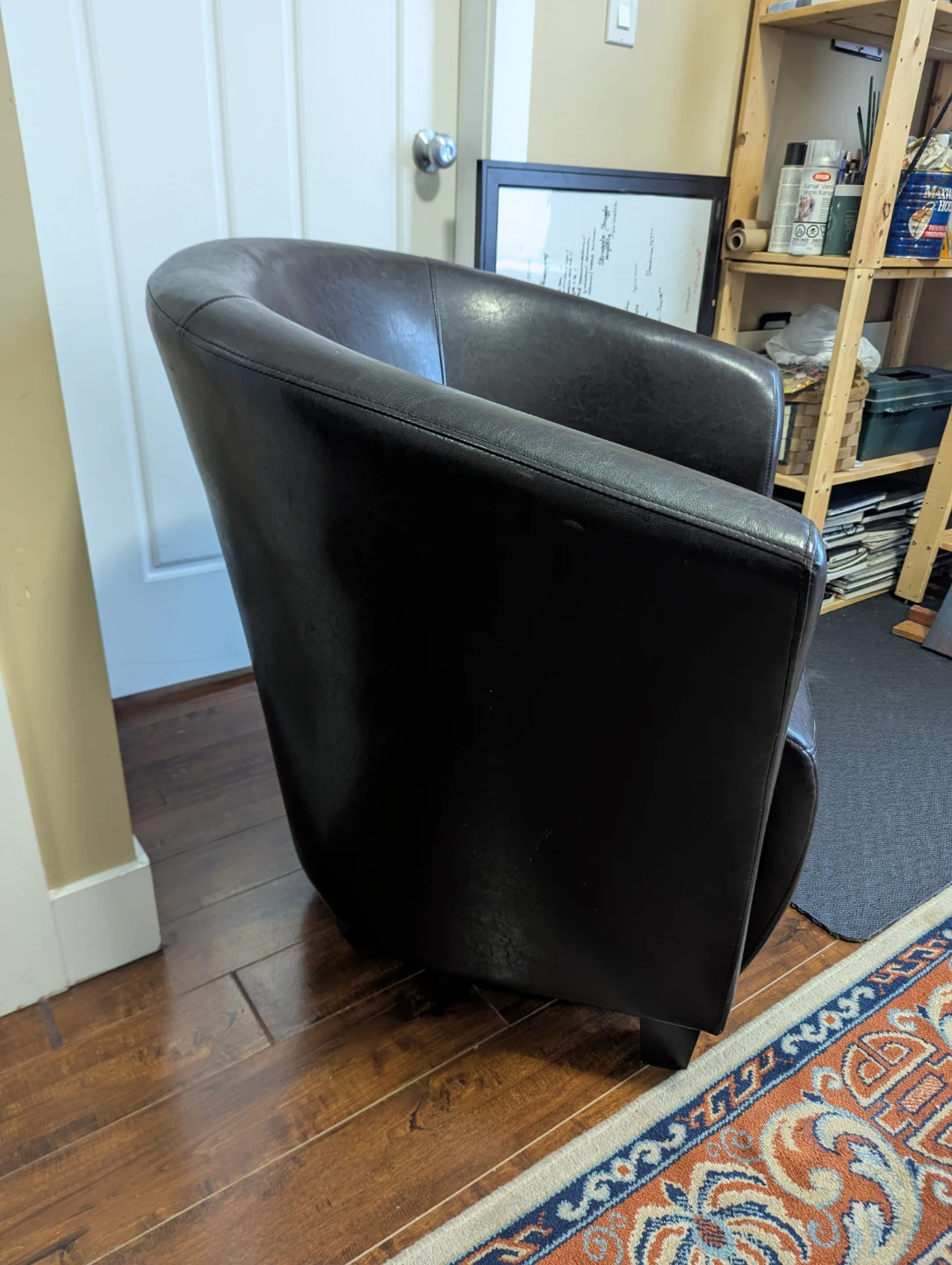 Dark Brown Faux Leather Accent Chair - photo 2