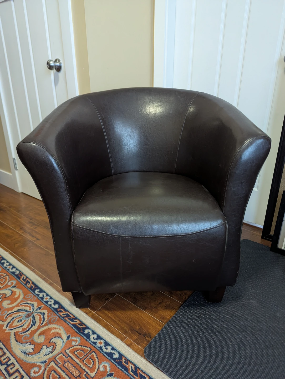 Dark Brown Faux Leather Accent Chair - photo 3