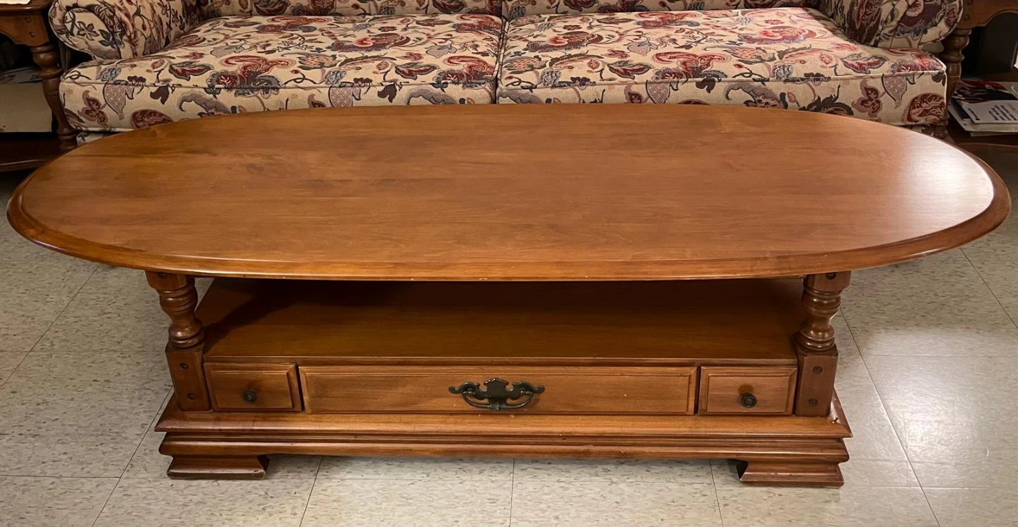 Oval Wood Coffee Table with Storage