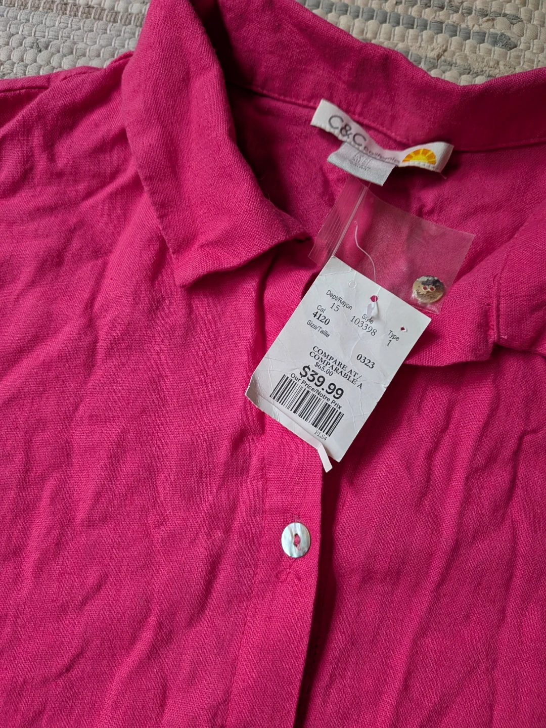 New Pink Linen Blouse or cover-up - photo 2