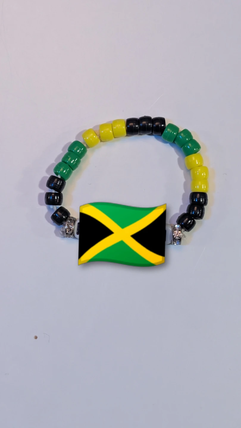 Jamaican Flag Beaded Bracelet