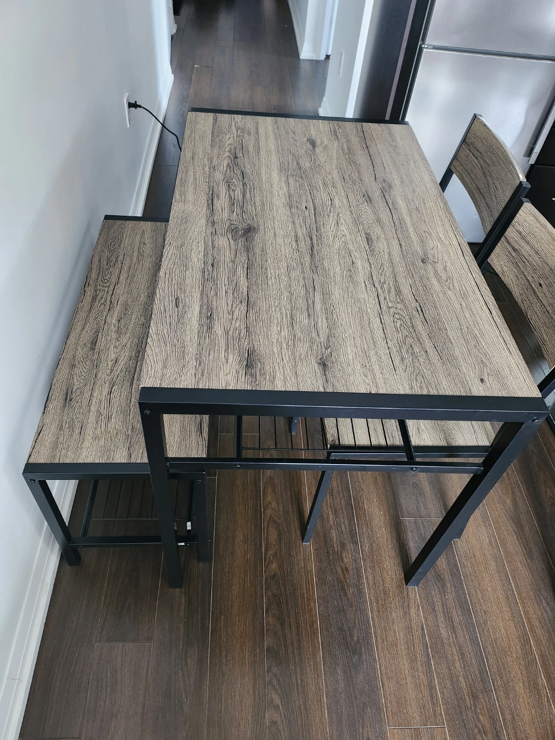 3-Piece Dining Set with Bench and Two Chairs