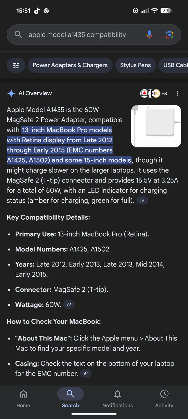 Apple 60W MagSafe 2 Power Adapter (T-Tip) - photo 4