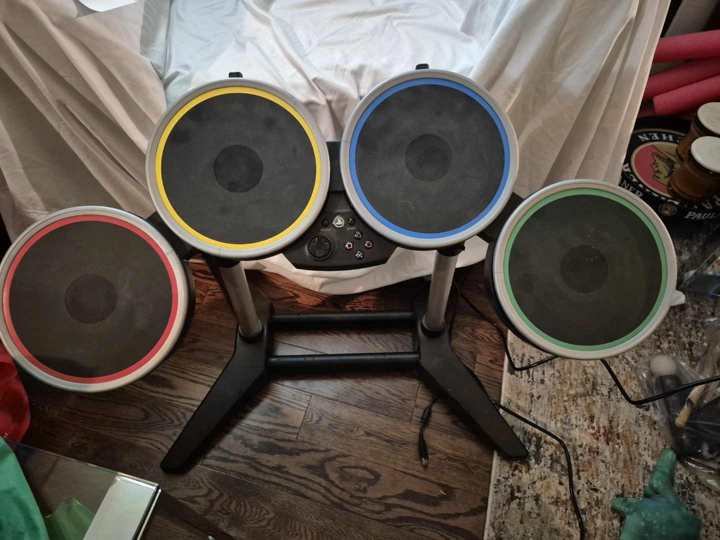 Rock Band Drum Set with Drumsticks and Foot Pedal