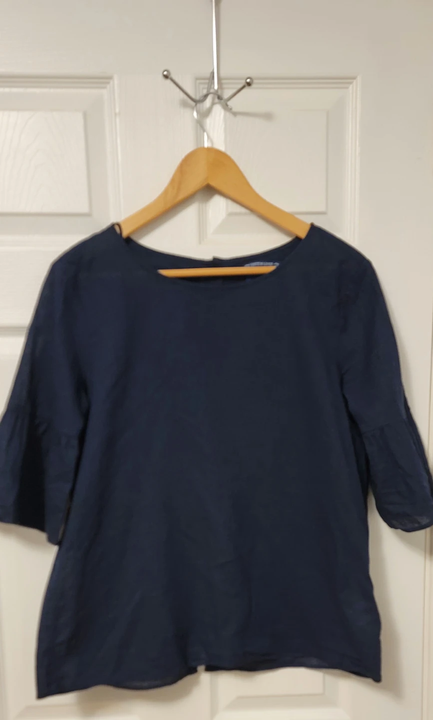 TOM TAILOR Navy Cotton Linen Blend Blouse Size 38 - photo 2