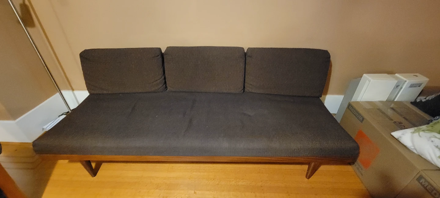Teak Convertible Brown Sofa Bed - photo 3