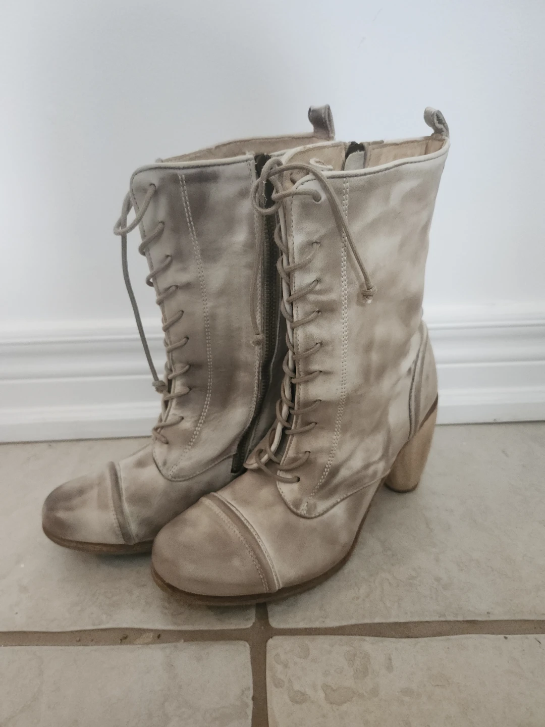 All Saints Lace-up Heeled Boots - Size 38