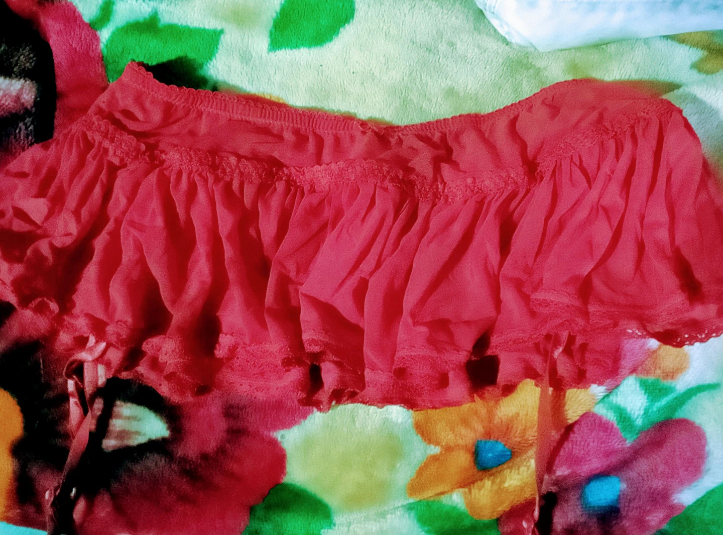 Red Ruffled Mini Skirt
