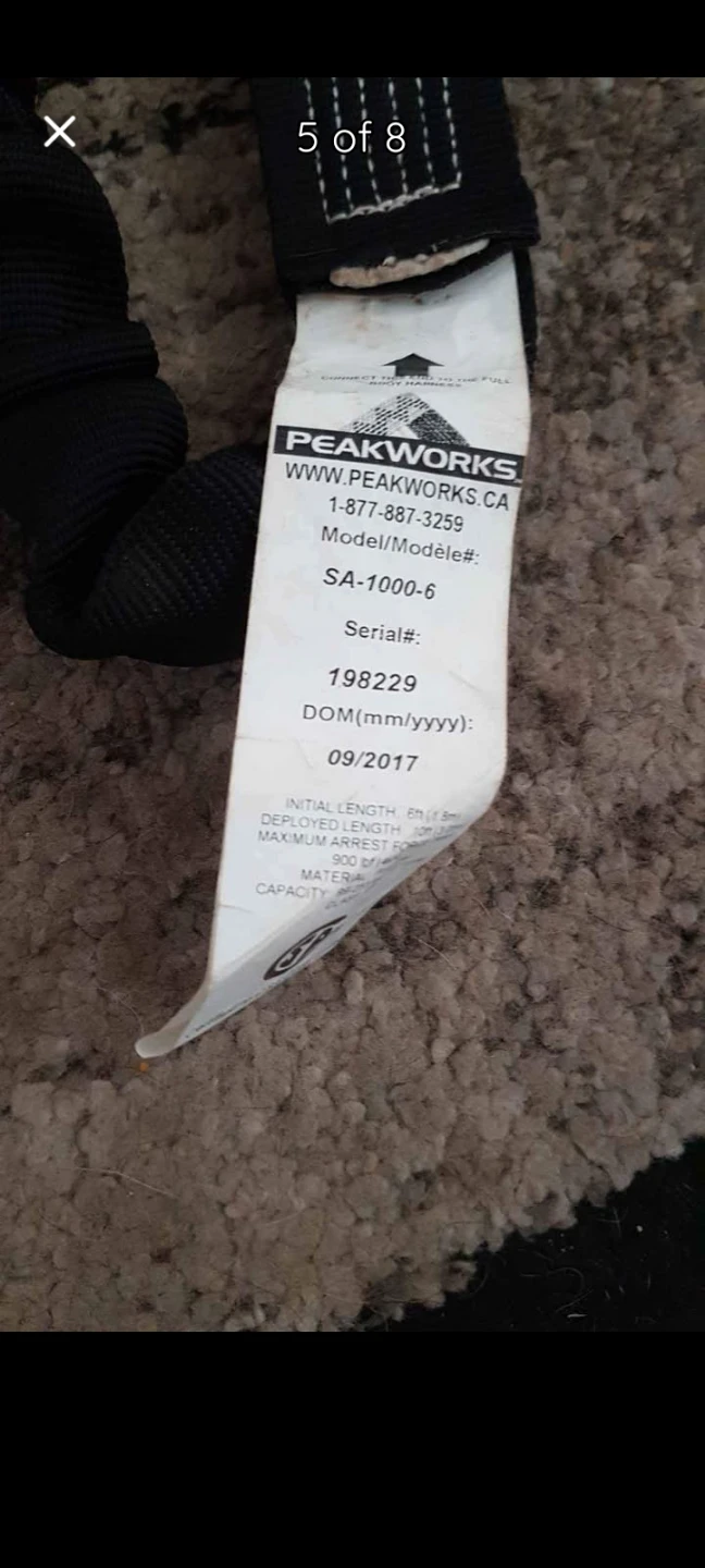 Roofing equipment Peakworks SA-1000-6 Fall Arrest Lanyard - photo 5