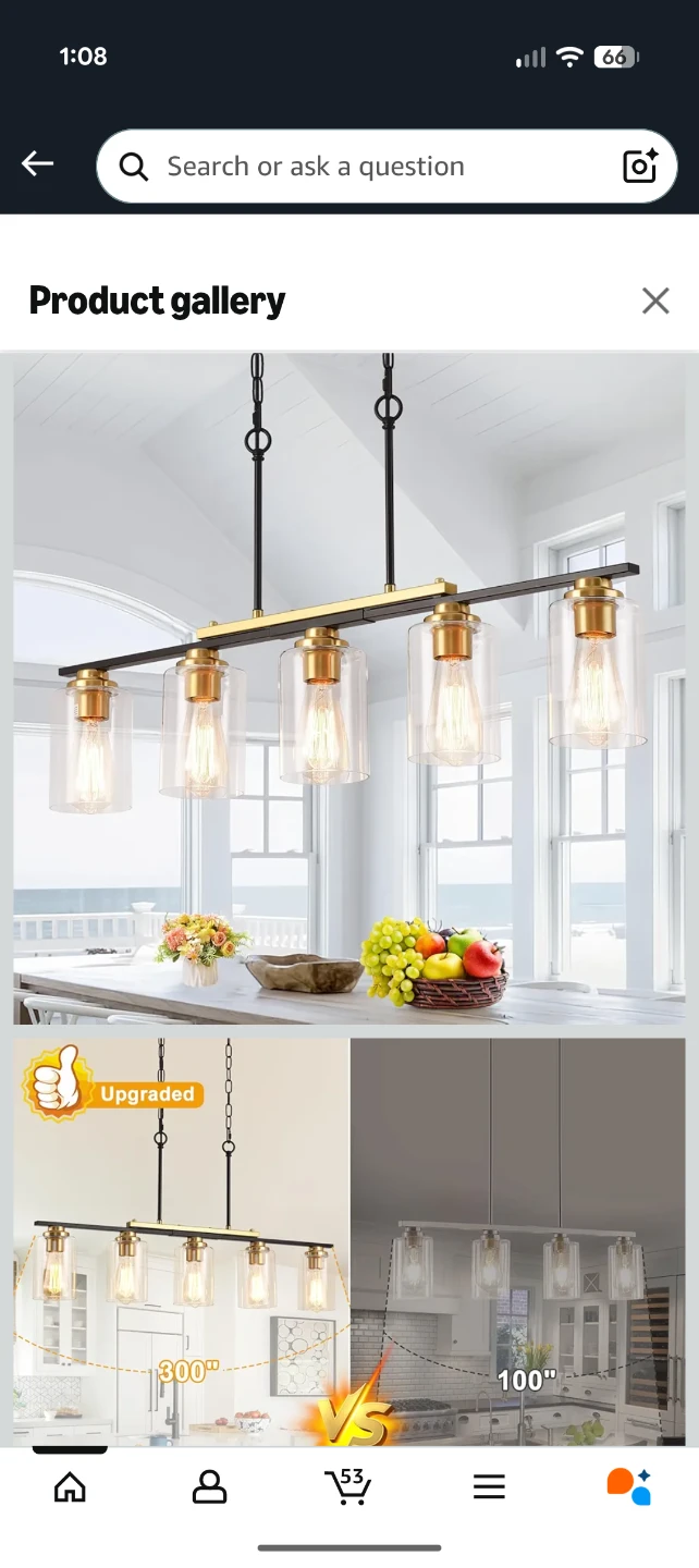 5-Light Farmhouse Linear Island Light Fixture