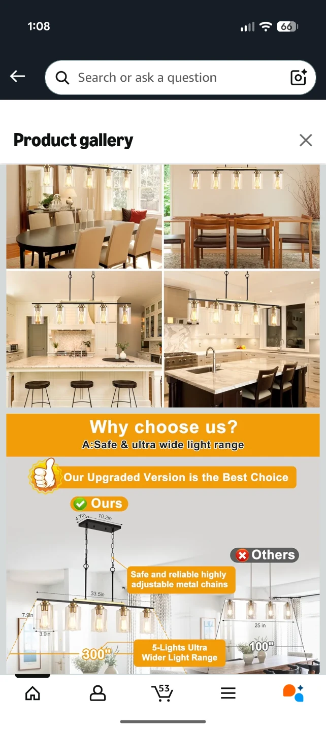 5-Light Farmhouse Linear Island Light Fixture - photo 3