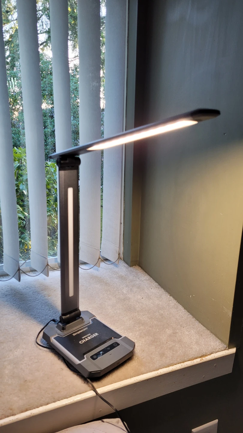 Simplecom LED Desk Lamp with Wireless Phone Charger & USB Port