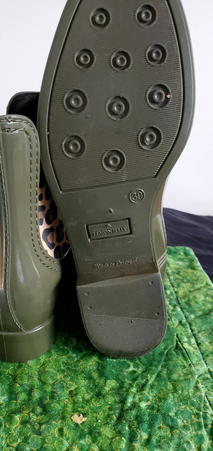Lemon Jelly Olive Green Leopard Print Ankle Rain Boots Size 39 - photo 4