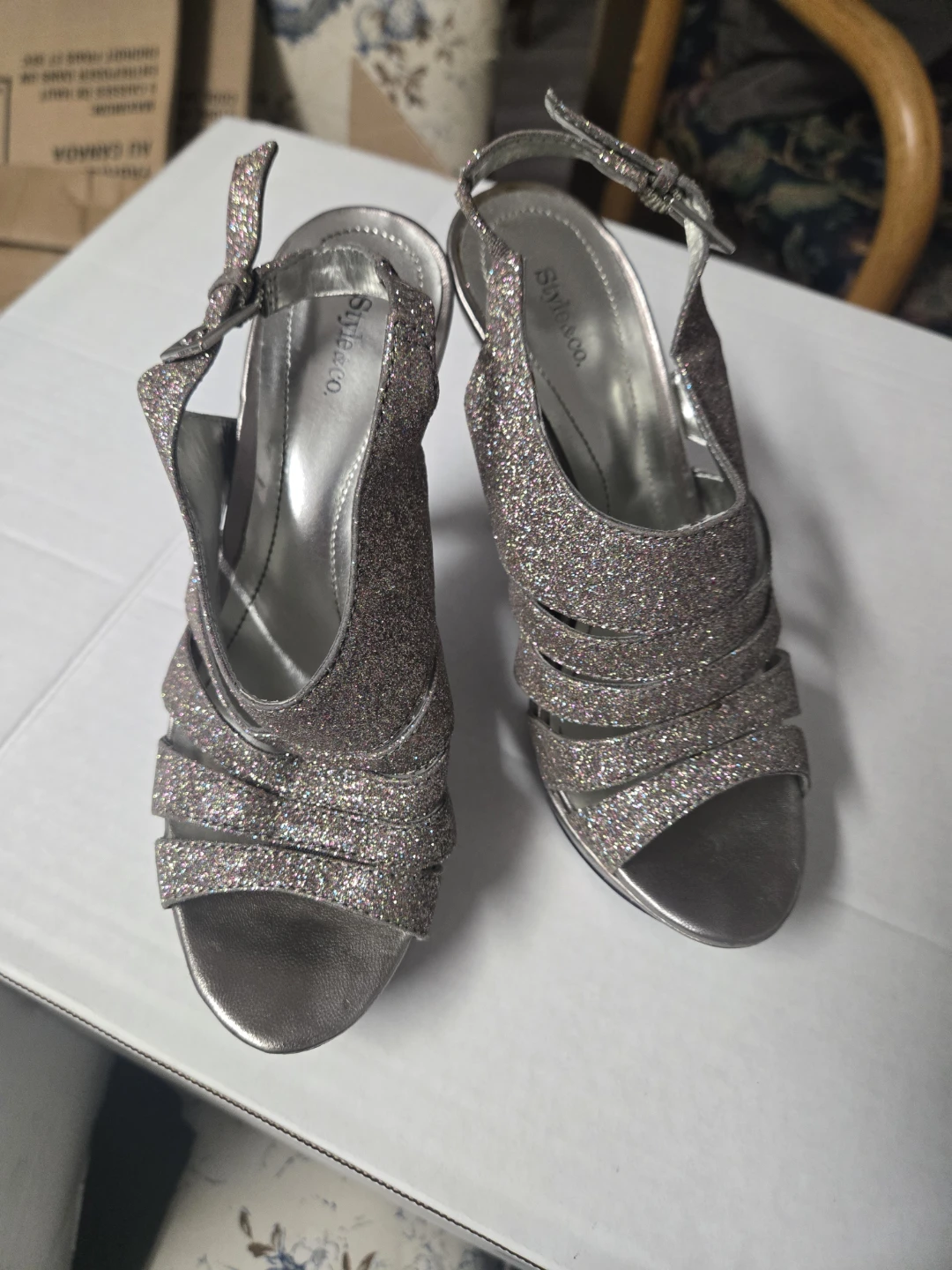 Style&co. Silver Glitter Heels - Size 6