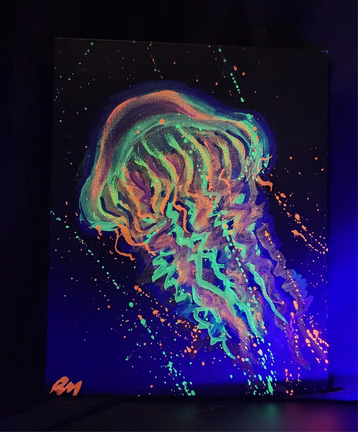 Jellyfish blacklight painting