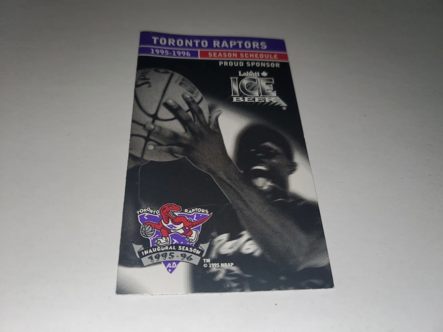Toronto Raptors 1995-96 1st Season Labatt's Ice Beer Schedule