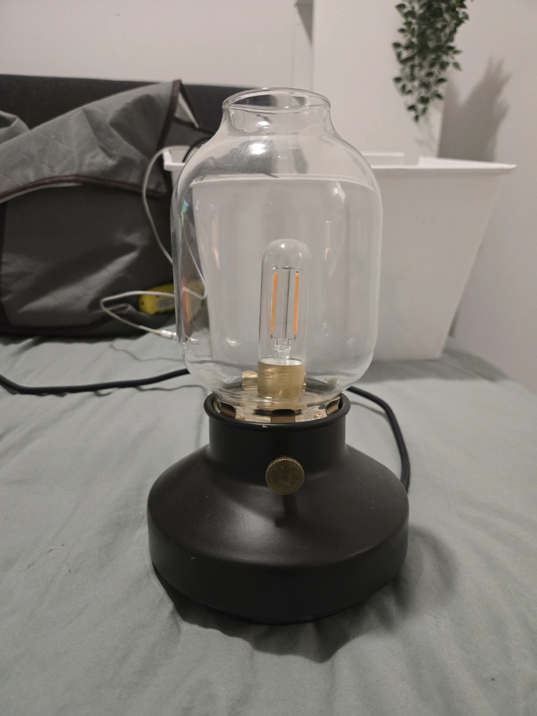 IKEA Table Lamp - Black Base, Glass Shade