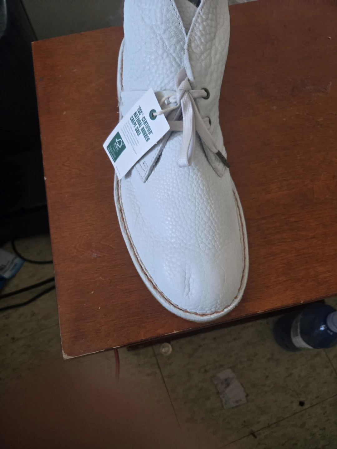 Clarks White Leather Desert Boot